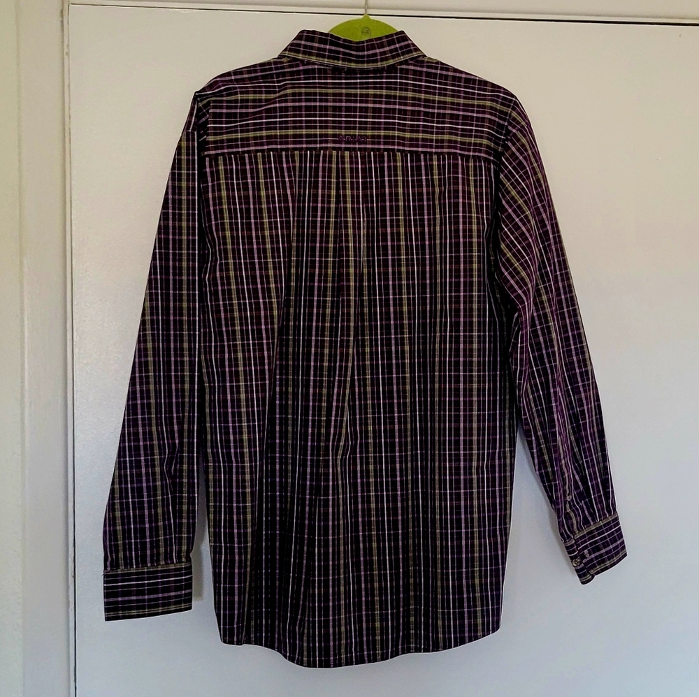 Ariat Men's Purple and Green Button Down Shirt - Picture 2 of 3